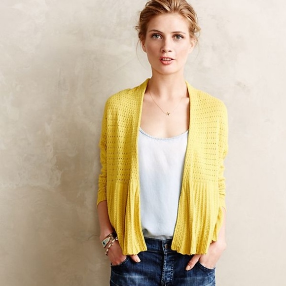 Anthropologie Sweaters - Anthropologie Pointelle Peplum Cardigan
Yellow SM